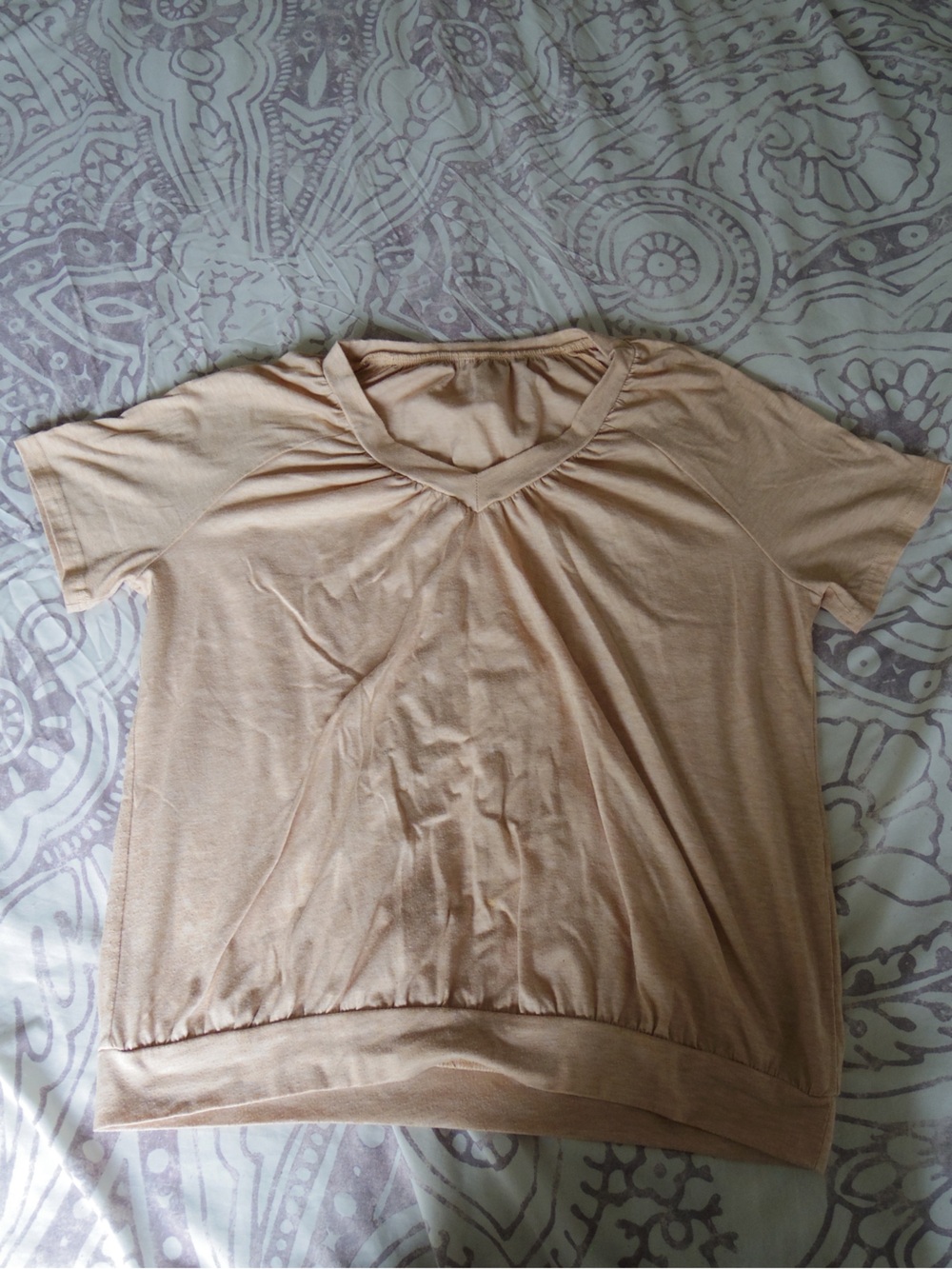 Womens Beige Short Sleeve Top